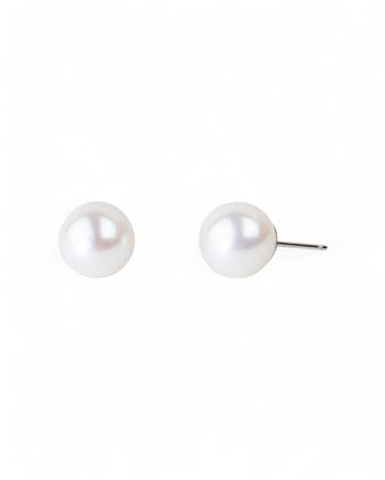 Akoya Pearl White Gold Stud Earrings Earrings Pruden and Smith   