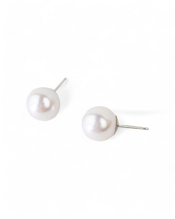 Akoya Pearl White Gold Stud Earrings Earrings Pruden and Smith   