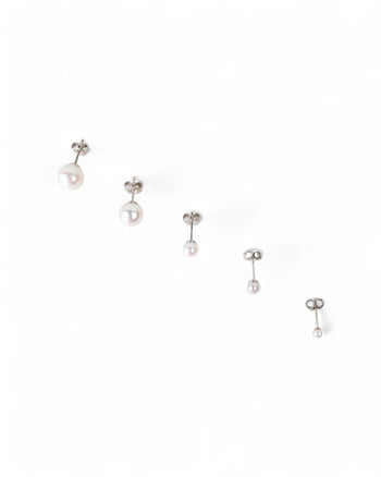 Akoya Pearl White Gold Stud Earrings Earrings Pruden and Smith 3mm Akoya Pearl  