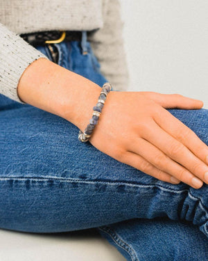 Rough Sapphire with Silver Discs Bracelet (Blue) Bracelet Pruden and Smith   