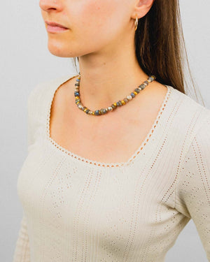 Labradorite Silver and Gold Nugget Necklace Necklace Pruden and Smith   