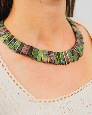 Ruby Zoisite Tab Necklace Necklace Pruden and Smith   