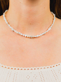 Keshi Pearl Silver Necklace (White) Necklace Pruden and Smith