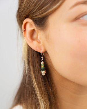 Roman Glass Button Dangly Earrings Earrings Pruden and Smith   