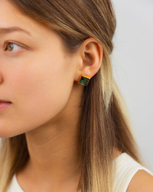Rough Emerald Stud Earrings Earrings Pruden and Smith   