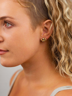 Nugget Yellow Gold Multi Diamond Stud Earrings Earrings Pruden and Smith   