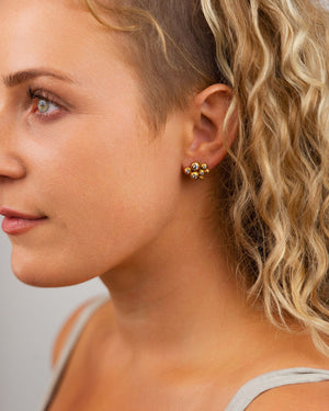 Nugget Yellow Gold Multi Diamond Stud Earrings Earrings Pruden and Smith   