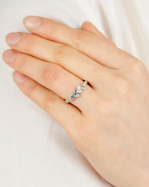Water Bubbles Rocky Aquamarine Diamond Half Eternity Ring Ring Pruden and Smith 9ct White Gold  