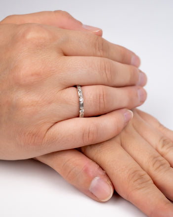 Dainty Baguette Diamond Half Eternity Ring Ring Pruden and Smith   