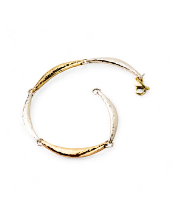 Hammered Crescent Silver and Gold Bracelet Bracelet Pruden and Smith   