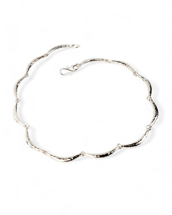 Hammered Silver Crescent Necklace Necklace Pruden and Smith   