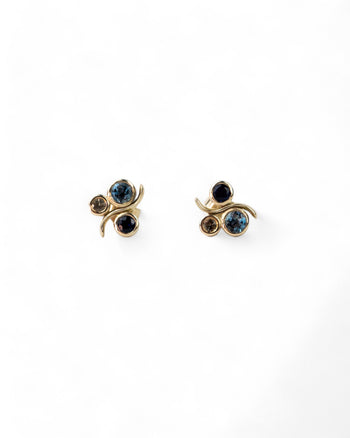 Water Bubbles Yellow Gold Sapphire Stud Earrings Earrings Pruden and Smith   