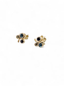 Water Bubbles Yellow Gold Sapphire Stud Earrings Earrings Pruden and Smith   