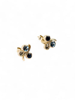 Water Bubbles Yellow Gold Sapphire Stud Earrings Earrings Pruden and Smith   