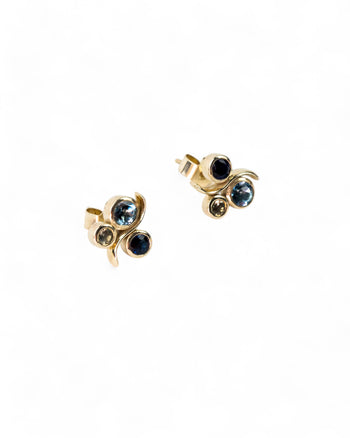 Water Bubbles Yellow Gold Sapphire Stud Earrings Earrings Pruden and Smith   