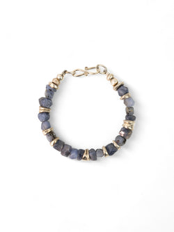 Rough Sapphire with Silver Discs Bracelet (Blue) Bracelet Pruden and Smith   