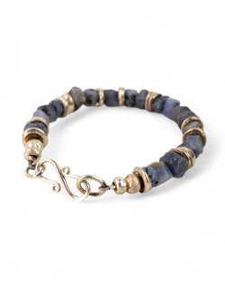 Rough Sapphire with Silver Discs Bracelet (Blue) Bracelet Pruden and Smith   