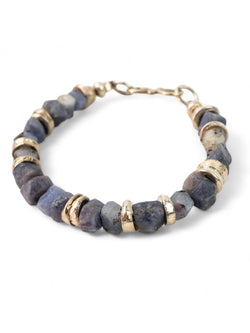 Rough Sapphire with Silver Discs Bracelet (Blue) Bracelet Pruden and Smith   