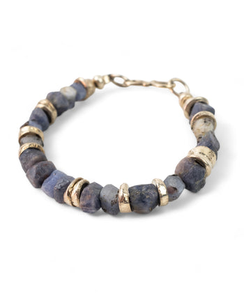 Rough Sapphire with Silver Discs Bracelet (Blue) Bracelet Pruden and Smith   