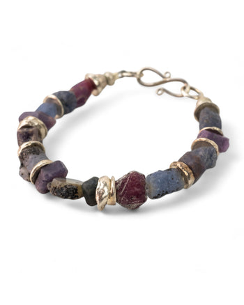 Rough Sapphire and Silver Discs Bracelet Bracelet Pruden and Smith   