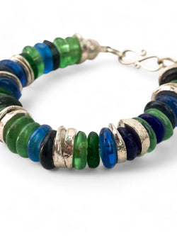 African Recycled Blue Glass Bead Bracelet Bracelet Pruden and Smith   