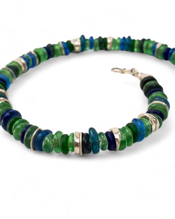 African Recycled Blue Glass Bead Necklace Necklace Pruden and Smith   