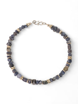 Blue Sapphire with Silver Discs Necklace Necklace Pruden and Smith   