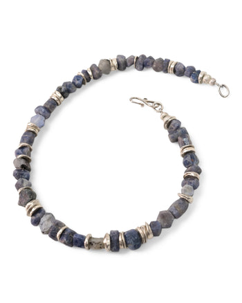 Blue Sapphire with Silver Discs Necklace Necklace Pruden and Smith   