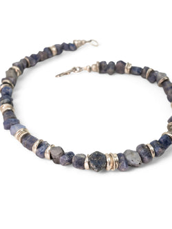 Blue Sapphire with Silver Discs Necklace Necklace Pruden and Smith   