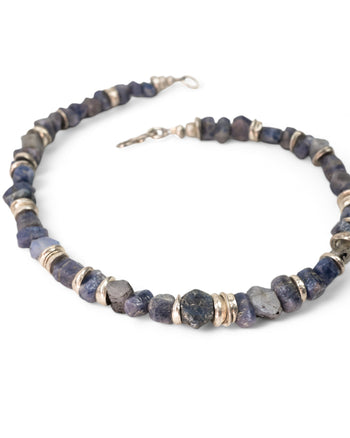 Blue Sapphire with Silver Discs Necklace Necklace Pruden and Smith   