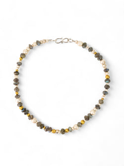 Labradorite Silver and Gold Nugget Necklace Necklace Pruden and Smith   