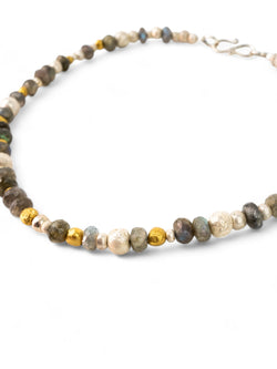 Labradorite Silver and Gold Nugget Necklace Necklace Pruden and Smith   