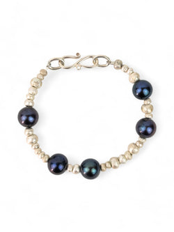 Nugget Silver and Black Oil Pearl Bracelet Bracelet Pruden and Smith   