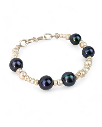 Nugget Silver and Black Oil Pearl Bracelet Bracelet Pruden and Smith   