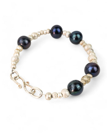 Nugget Silver and Black Oil Pearl Bracelet Bracelet Pruden and Smith   