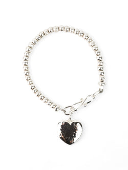 Nugget Hammered Silver Heart Charm Bracelet Bracelet Pruden and Smith   