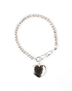 Nugget Hammered Silver Heart Charm Bracelet Bracelet Pruden and Smith   