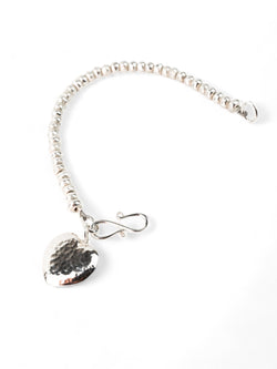 Nugget Hammered Silver Heart Charm Bracelet Bracelet Pruden and Smith   