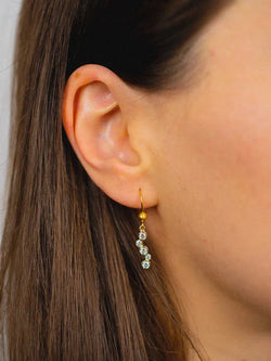 Water Bubbles Diamond Long Gold Drop Earrings Earrings Pruden and Smith   