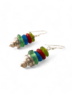 African Recycled Glass Bead Drop Earrings Earrings Pruden and Smith   