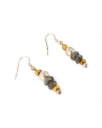 Nugget Faceted Gemstone Dangly Earrings Earrings Pruden and Smith   