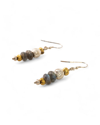 Nugget Faceted Gemstone Dangly Earrings Earrings Pruden and Smith   