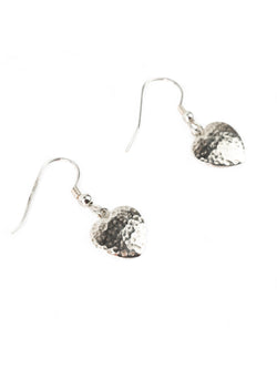 Hammered Heart Drop Earrings Earrings Pruden and Smith   