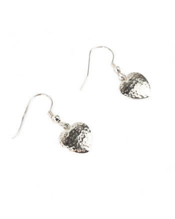 Hammered Heart Drop Earrings Earrings Pruden and Smith   