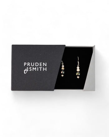 Black Pearl Silver Nugget Dangly Earrings Earrings Pruden and Smith   