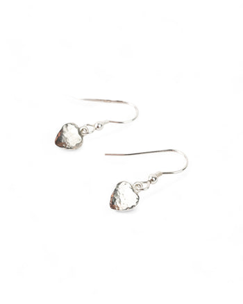 Hammered Heart Drop Earrings Earrings Pruden and Smith   