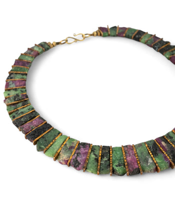 Ruby Zoisite Tab Necklace Necklace Pruden and Smith   