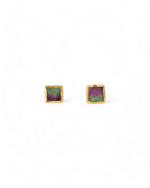 Ruby Zoisite Square Stud Earrings Earrings Pruden and Smith   