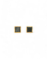 Rough Emerald Square Stud Earrings Earrings Pruden and Smith   