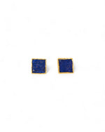 Lapis Lazuli Square Stud Earrings (12mm) Earrings Pruden and Smith Gold Plated Silver (Vermeil)  